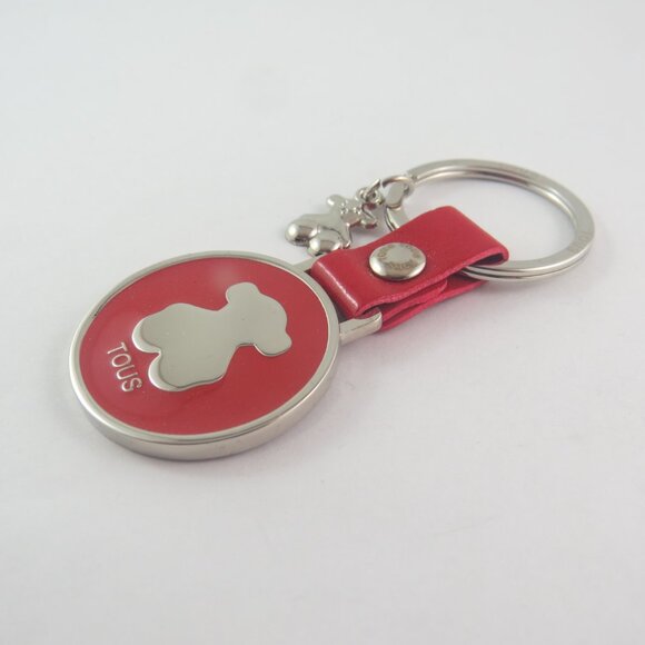 Tous Teddy Bear Keychain – Red Leather Key Ring with Silver Bear Charm, - Picture 5 of 5